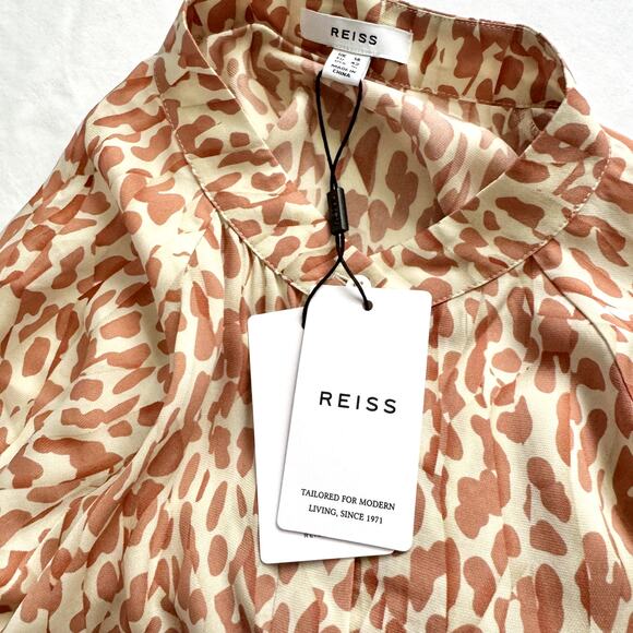 REISS Calla Animal Print Blouse in Neutral NWT 10 M - Picture 4 of 10